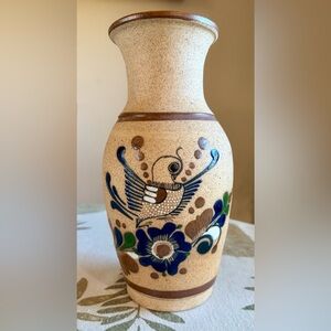 Hand-Painted Mexican Tonala Pottery Vase